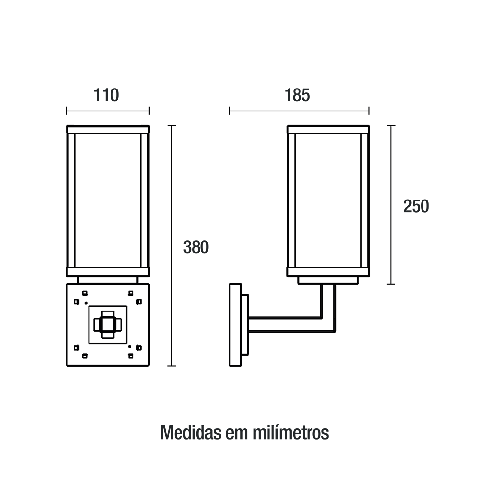 Arandela Vintage Cover 25cm - Preto