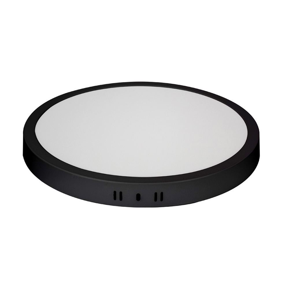 Painel LED Sobrepor Redondo Alumínio 24W 3.000K Preto Blumenau