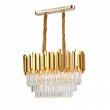 Lustre Cristal Midas Retangular - 60cm Dourado