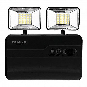 Luminária de Emergência LED 2 Faróis 10W 2200lm ABS 170mm Sob Bivolt 6.500K - Preto