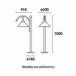 Balizador Corten 1m Corpo Preto Fosco e Cúpula Marrom Gold