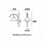 Arandela Corten Corpo Preto Fosco e Cúpula Marrom Gold