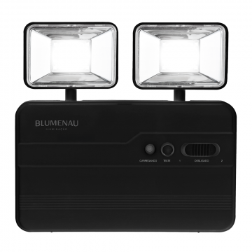 Luminária de Emergência LED 2 Faróis 5W 1200lm ABS 170mm Sob Bivolt 6.500K - Preto