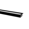 Perfil Embutir Recuado Alumínio 3m 48x20mm com 3 Molas e 2 Tampas - Preto