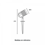 Espeto Clear LED 6W IP65 6.500K - Preto