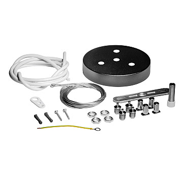 Kit Suspensão para Plafon com Canopla 3 cabos - Preto