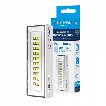 Luminária de Emergência 30 LEDs 1W 50/100lm 100-240V