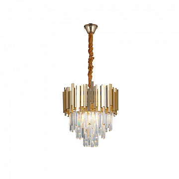 Lustre Cristal Midas Redondo - 40cm Dourado