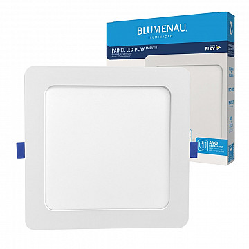 Painel LED Play ABS Embutir Quadrado 12W Bivolt 3.000K - Branco