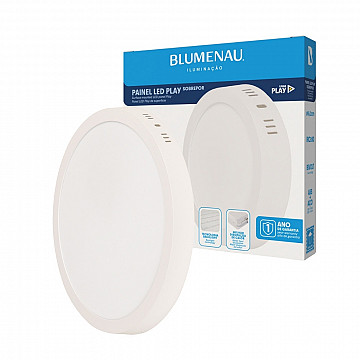 Painel LED Play Sobrepor Redondo 24W Bivolt 3.000K - Branco