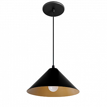 Pendente Luca Alumínio - Preto com Interno Dourado