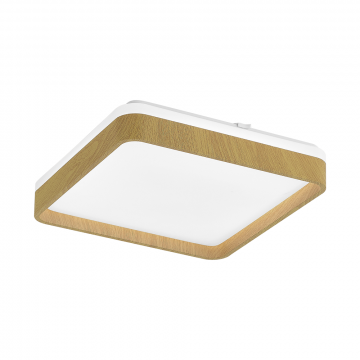 Plafon LED Duetto Quadrado 48cm 48W Bivolt Temperatura de Cor Ajustável - Amadeirado